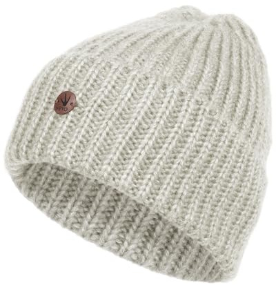 HEYO Damen Mütze Winter Beanie aus Wolle warme Strickmütze elastische Wollmütze mit Umschlag Hergestellt in EU H25857 (DE/NL/SE/PL, Alphanumerisch, Einheitsgröße, 58, Beige)