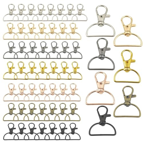 50 Stück Schlüsselanhänger Set, Karabiner Schlüsselanhänger, Schlüsselanhänger Selber Machen, Mehrfarbig Schlüsselringe für DIY Handwerk