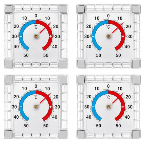 4PCS Outside Self-Adhesive Window Door Thermometer, Weatherproof Outside Thermometer for Windows and Doors, Clear Display Outdoor for Accurate Temperature Reading