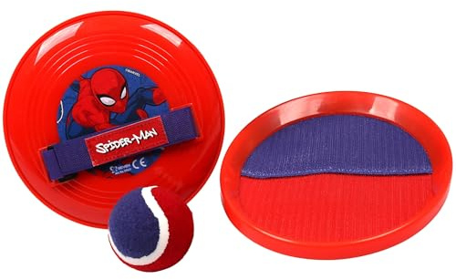 sarcia.eu Catch-Ball Set für Kinder, Wurf- und Fangspiel mit Klett-Schlägern und Ball (Marvel Spider Man)