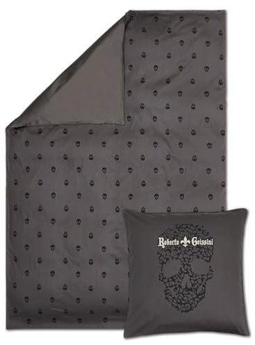 Bettwäsche-Set 135x200 cm – 100% Baumwolle mit Skull oder Lilie – Roberto Geissini