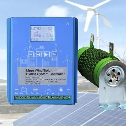 Regolatore di carica ibrido solare eolico 9000 W – regolatore a pannello turbina a doppio ingresso, sistema di gestione intelligente dell'energia per la ricarica della batteria