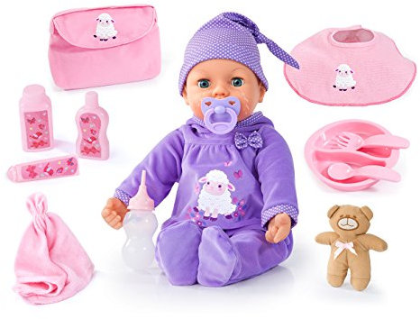 Bayer Design 94697AA Funktionspuppe, Interaktive Puppe Piccolina Real Tears, weint echte Tränen, mit Zubehör, Schlafaugen, lacht, 46cm
