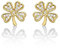 Diamond Treats Boucles d'Oreilles Or en Trèfle à 4 Feuilles, Jolies Petites Boucles d'Oreilles Femme Or Jaune, Boucles d'Oreilles Originales Porte Chance pour Femme et Fille avec Pierres
