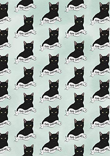 Amelia Florence - Geschenkpapier – Schwarze Katze – Frohe Weihnachten