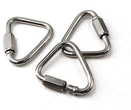 Flomore M8 Delta Quick Link 304 Stainless Steel Triangle Quicklink Chain Connector Screw Lock Carabiner Pack Of 3