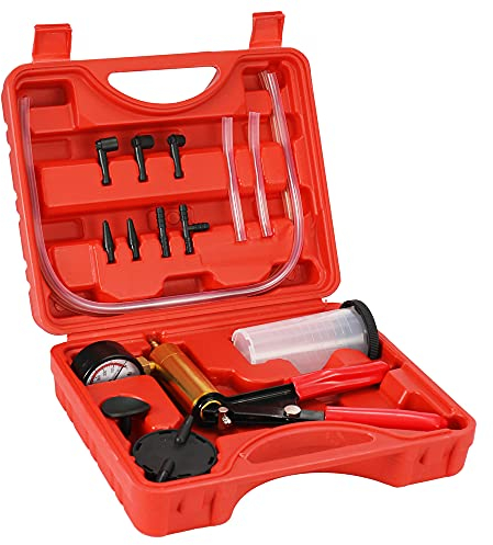 VISLONE Bremsenentlüftungsgerät,Vakuum Handpumpe 2 in 1 Tool Kit Vakuum Tester Druckpumpe Bremse Entlüfter Adapter Flüssigkeit Reservoir Tester