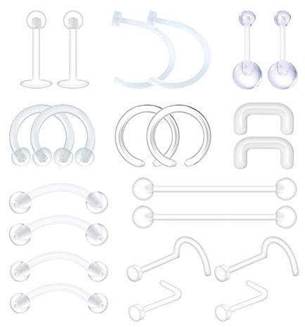 D.Bella Körperpiercing Retainer Plastik Lippenpiercing Stecker Augenbrauen Labret Retainer Tragus Helix Cartilage Lippe Nasen Piercing Bauchnabelpiercing Retainer
