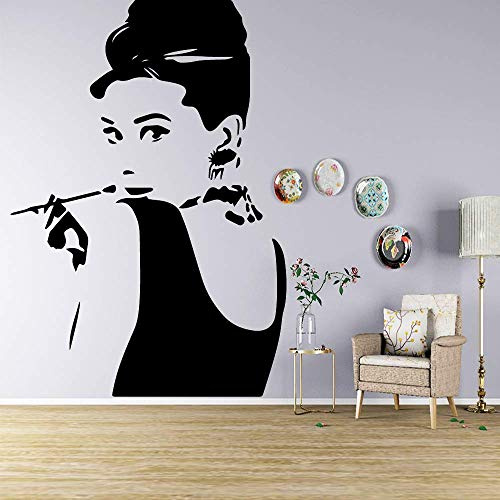 Personalizado Audrey Hepburn Adhesivos De Pared Vinilo Impermeable Decoración Del Hogar Para Niños Habitación Sala De Estar Decoración Del Hogar Arte De La Pared Calcomanía 43Cm X 58Cm