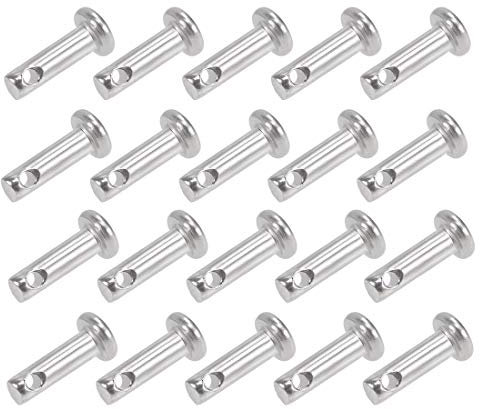 sourcing map 20Stücke Gabelbolzen Einloch 3mm X 10mm flach 304 Edelstahl Link Scharnierstift