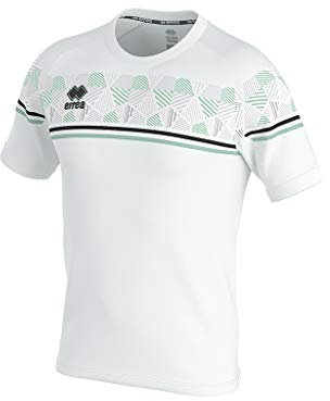 Errea Unisex Diamantis Maglia T-Shirt, Weiß/Schwarz/Türkis, XXL