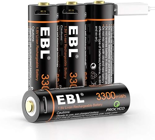 EBL Pilas Recargables AA 3500mWh Alta Capacidad con Micro USB, Pilas AA Precarga y Baja Autodescarga Pilas 3500mWh (NO 3500mAh)