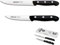 Arcos Juego Cuchillos Cocina | 2 pzas |Profesional (150 mm) | Cuchillo Cortador Verduras (100 mm)| Acero Inoxidable Nitrum | Mango Negro | Envase Eco
