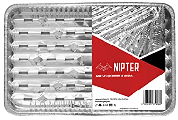 Nipter Grillschale Alu 34,1x22,9 cm Aluschalen Grill BBQ Grillplatte Aluminium-Grillschalen, 15 Packungen (75 Stück)