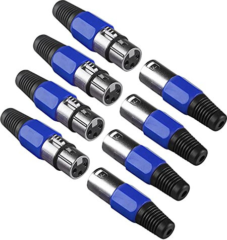 4set Conectores Xlr 3 Pines Conector Xlr Macho y Hembra Adaptador Canon Cable para Dmx iluminación, Cabezal Xlr para Cable de Señal Dmx Luces Escenario o Cable Xlr Enchufe de Micrófono y Altavoces