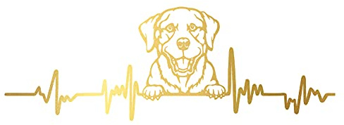 Aufkleber Herzschlag Tiere Breite 27cm Lifeline Heartbeat Deko Sticker Selbstklebend für Auto Kühlschrank Laptop Autoaufkleber K150 (Gold, 18 Labrador)