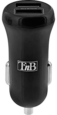 T'nB - Pack Voiture 3 en 1 Chargeur Allume-Cigare 2XUSB-A 20W + Support Grille d'aération + câble USB-C & Micro-USB - Noir