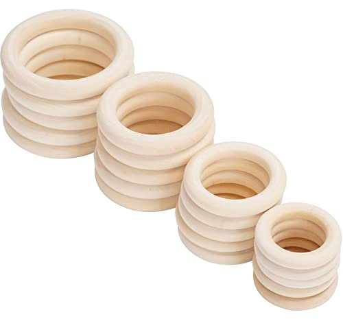 FLYAMAPIRIT Holzringe Set Naturholz Runde Ringe für Kunst & Handwerk, Wohnkultur, DIY Schmuckherstellung Projekte, Anhängerverbinder Perlen (40mm, 50mm, 60mm, 70mm)