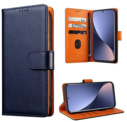 AnnhanT Custodia per Xiaomi Mi 12 Cover, Xiaomi Mi 12 Pelle Cover [Kickstand/Portafoglio/Magnetica] Flip Case Cover per Xiaomi Mi 12 - Azul