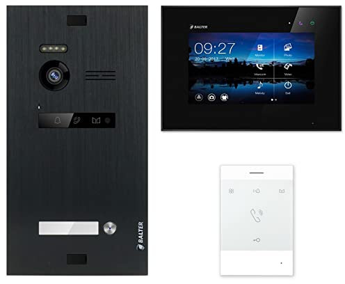 Nonic Balter EVO Video-Türsprechanlage Set 1 Familienhaus (1x Türstation mit Kamera Schwarz, 1x Touchscreen 7 Zoll LCD-Monitor Schwarz, 1x Talk, 2-Draht Bus, 150° Kamera, Türöffner, Interkom)