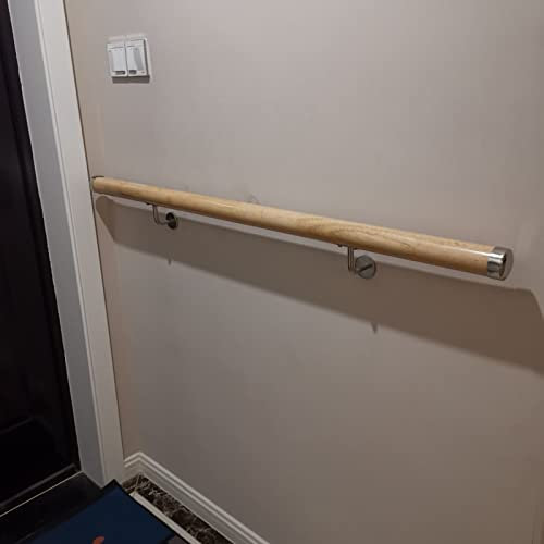 FALIYORS Rundholz-Geländer-Handlauf mit Metall-Wandhalterung, Korridor gegen das Wandgeländer, Treppenhandlauf, Villa, Dachgeschoss, Innenbereich, Kinder und ältere Menschen, Rutschfester H