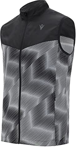 Macron Herren Run Chinook Scb Dennis W-Breaker Weste Wht/Blk Optical Pr Winddicht, Weiß-Schwarz, XXL