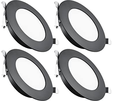Obeaming 4 x 12V LED Einbaustrahler Wohnmobil Boot Einbauleuchten Flache Spot Dimmbar Einbauspot 3W 83mm 285lm für Camper Wohnwagen Bad, Loch 64-74mm Schwarz 6000K Aluminium CRI93