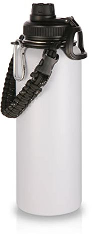 Volhoply 1200ml Insulated Water Bottles Paracord Handle, Stainless Steel Sports Bottle with Spout Lid, Double Walled Vacuum Water Cups with Wide Mouth, Reusable Water jug for Adults (White, 1 Set)