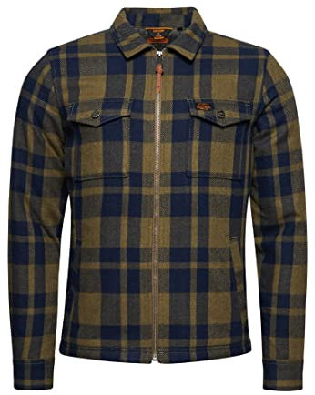 Superdry Veste à carreaux en laine pour homme avec doublure en fourrure et fermeture éclair Roscoe à carreaux rouge S, Rose/rouge à carreaux, S