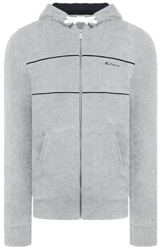 Ben Sherman Longsleeve Zip Light Grey Men Hooded Track Jacket 0065216L LIGHTGREY