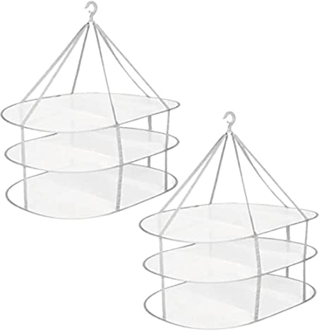 Étendoir À Linge À 3 Niveaux En Maille Pliée Sèche-linge À Suspendre Sèche-linge À Suspendre 3 Couches Filet De Séchage Pour Vêtements Étendoir À Vêtements 2pcs