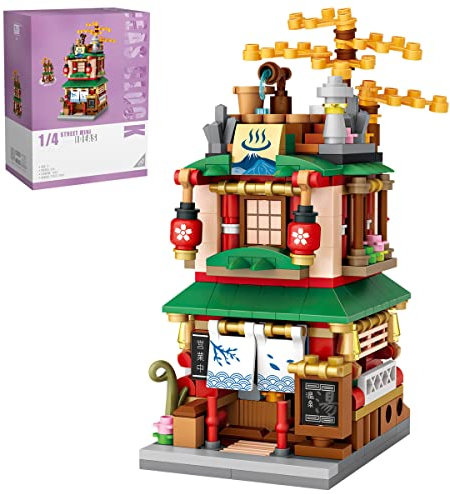 fun4kid Set di mini blocchi da costruzione per casa calda giapponese Street View, set di 399 pezzi serie giapponesi, set di giocattoli da costruzione per bambini e adulti, non compatibile con (1653)