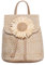 CRGANGZY Frauen Stroh Gewebter Eimer Rucksack Praktischer Strand Frauen Blume Leder Rucksack Reise Schultertaschen for Outdoor, khaki