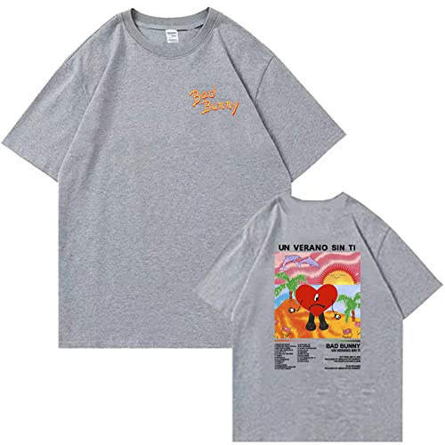 T-Shirt Bad Bunny Imprimé Coton Manches Courtes T-Shirt À Manches Courtes Hommes Femmes Décontracté Détaché Neutre T-Shirts Manches Courtes Hauts Garçons Filles-Black||XXS