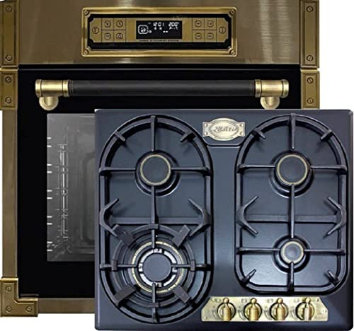 Kaiser Set EH 6726 AD + KG 6325 Em Turbo, Retro four encastrable 80L, Ensemble four électrique + table de cuisson 60 cm, noir émaillé, gaz naturel/propane/gaz liquide
