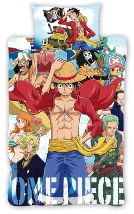 One Piece Einzelbettbezug & Kopfkissenbezug Set - weiche & atmungsaktive Bettbezüge mit Kopfkissenbezug - Wendebettbezug für Kinder, Mädchen & Jungen