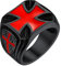 FaithHeart Men's Rings, Stainless Steel Knights Templar Red Cross Finger Ring, Gothic Black Plating Masonic Rings for Him Size Y