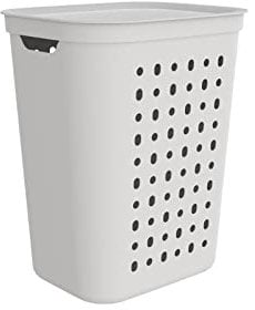 Rotho Jona Wäschesammler 55l mit Deckel, Kunststoff (PP recycelt), 55l (43.2 x 35.5 x 53.3 cm) (Weiss)