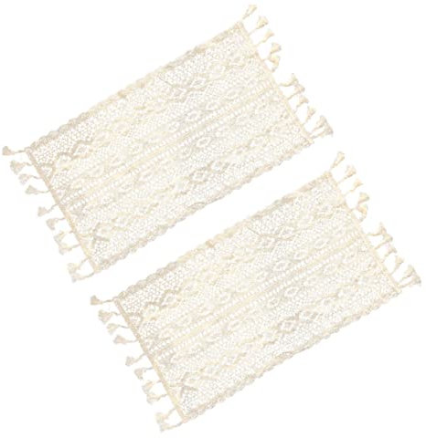 STOBAZA 2 Piezas Tapetes De Encaje Tabla De Encaje Totilies Placemat De Trenza Mantel Bohemio Placemat De Ganchillo Coachete De Crochet Mesa De Encaje. Romántico Parafina Mantelito