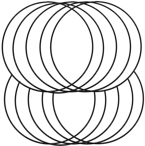 SILARLAIT 10 Stück Metallring Schwarz, 3mm 20cm Metallringe zum Basteln, Drahtringe zum Basteln für Wickeltechnik Traumfänger Floristik Hochzeitskranz Weihnachtsdekoration