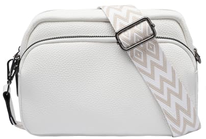 ZOUIQSS Umhängetaschen für Damen,Umhängetaschen mit verstellbarem breiten Riemen mehreren Taschen Cross Body Bag für Frauen(weiß)