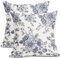 Kissenbezüge mit Vintage-Blumenmuster, 50,8 x 50,8 cm, 2 Stück, marineblau und cremefarben, Blumenmuster, Kissenbezüge für Couch, Bett, Sofa, Stuhl, Heimdekoration