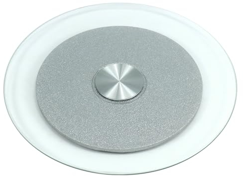 QWORK® Plateau de Service Rotatif Lazy Susan en Verre Trempé, Plateau Tournant Pivotant, 50 cm