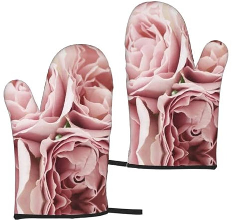 Lot de 2 gants isolants roses roses pour four à micro-ondes