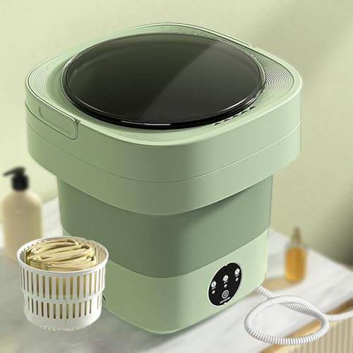 WhAeoy Lavadora Portátil, Mini Lavadora Plegable, Temporizador Inteligente + Purificación Bacteriana con Luz Azul + Plegado A Presión + Elución De Doble Propósito,A