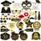 ZYKORT 30 Piezas Foto Props Graduación Accesorios, 2024 Photo Booth Gadget Graduación, Graduación, Decoraciones Fotos Props Fiesta con Sombrero de Graduación, Gafas, Bigote
