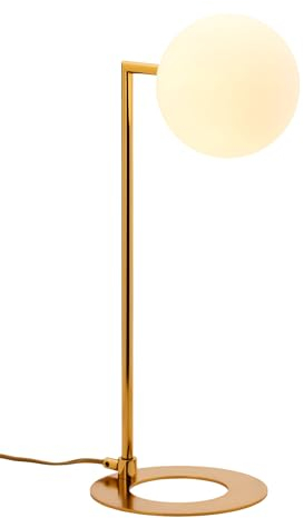 Licht-Erlebnisse Tischleuchte Glas Messing in Gold Weiß Schlafzimmer Wohnzimmer 50 cm hoch G9 Jugendstil Lesen elegante Tischlampe Nachttisch LEGGIA