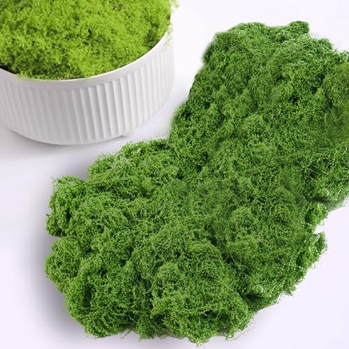 Lxoraziy 200g Artificial Moss for Plant Pots, Preserved Moss Decorative, Fake Green Lichen Plants, for Floral Arrangements, Crafting, Dark Green