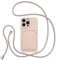 ZTOFERA Crossbody Lanyard Case for iPhone 15 Pro Max (6.7) with Card Holder, Soft Liquid Silicone Phone Case with Strap Adjustable Neck Cord Necklace Shockproof Protective Cover - Pink