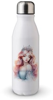 MAXIKIWI - Einwandige Wasserflasche mit Schraubverschluss, nicht isoliert, leichtes Aluminium, BPA-frei, auslaufsicher, Märchenprinzessin, 3-500 ml